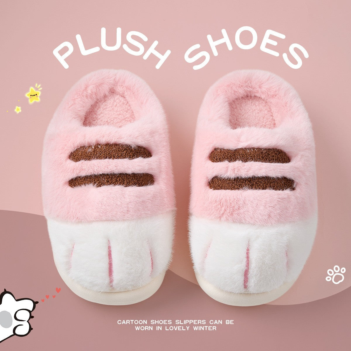 Cute Cat Paw Cotton Slippers | Chill Fun Mall