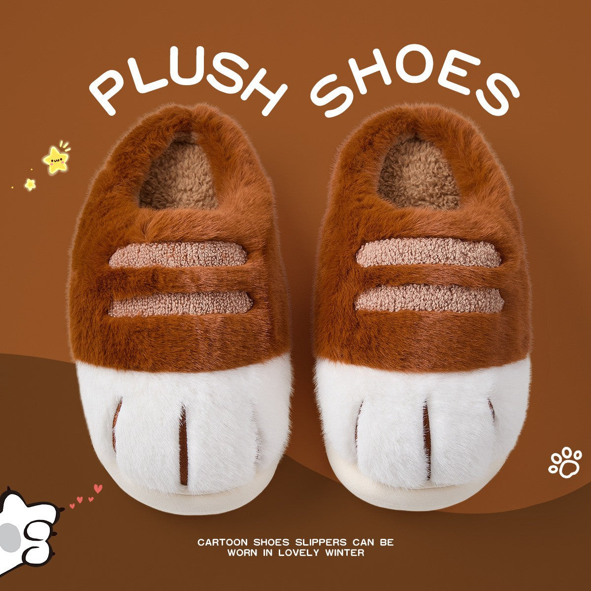 Cute Cat Paw Cotton Slippers | Chill Fun Mall
