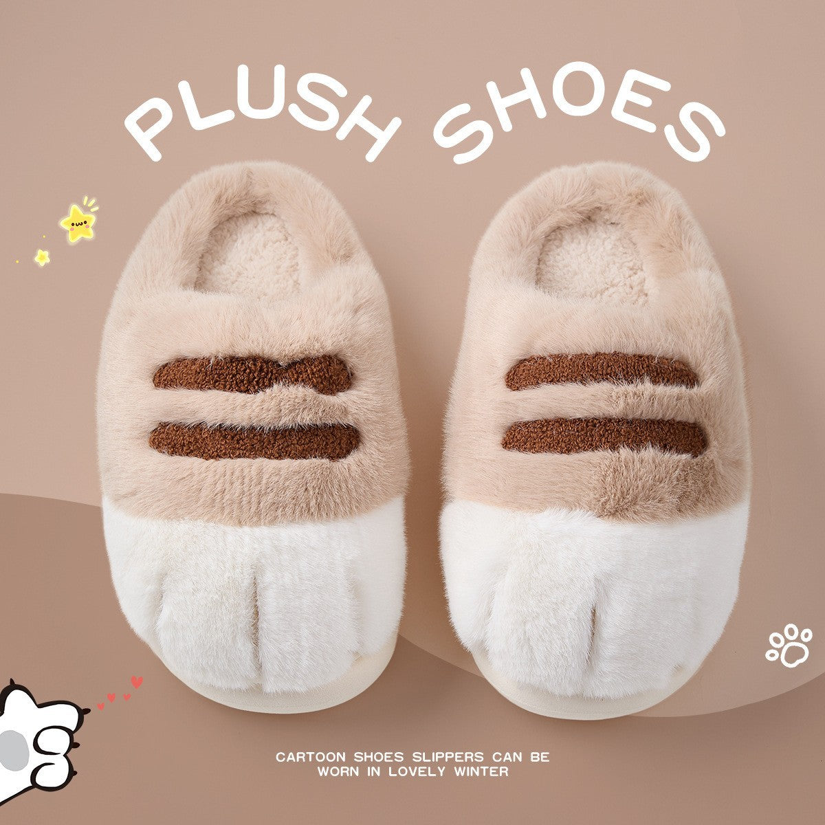Cute Cat Paw Cotton Slippers | Chill Fun Mall