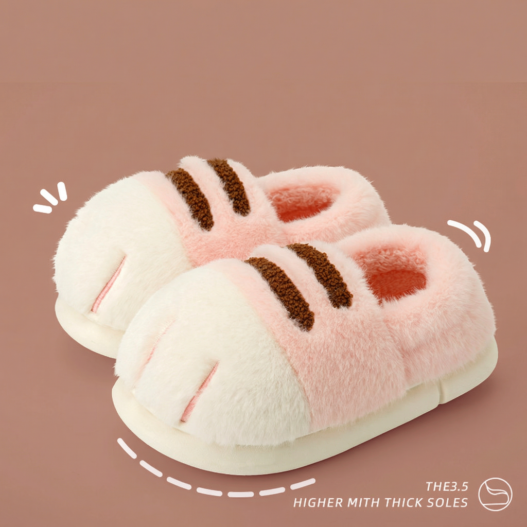 Cute Cat Paw Cotton Slippers | Chill Fun Mall