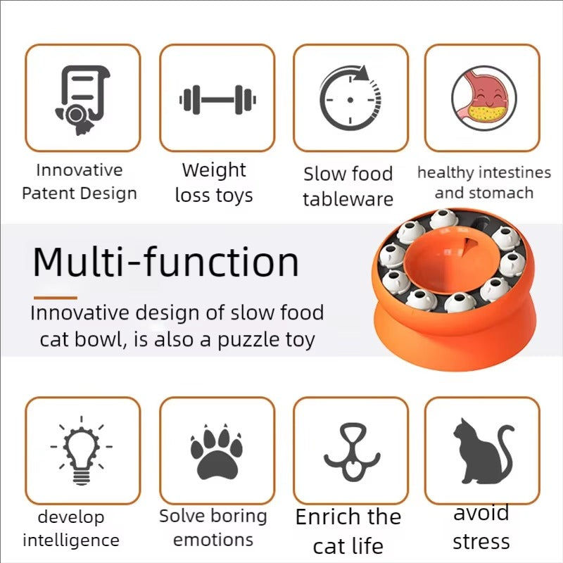 Interactive Cat Slow Feeder Bowl | Chill Fun Mall